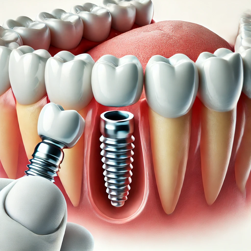 Mini diş implantlarının ayrıntılı bir tıbbi çizimi, diş protezi desteği için çene kemiğine yerleştirilen küçük titanyum vidaları gösteriyor.