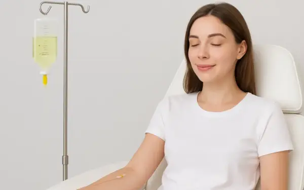 Female Patient boosting the immune system with IV Glutathione therapy