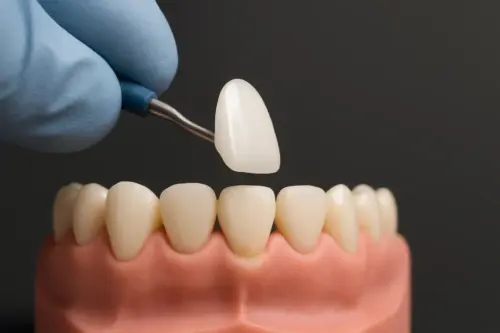 Ceramic dental crown treatment, appearance of the teeth on the model