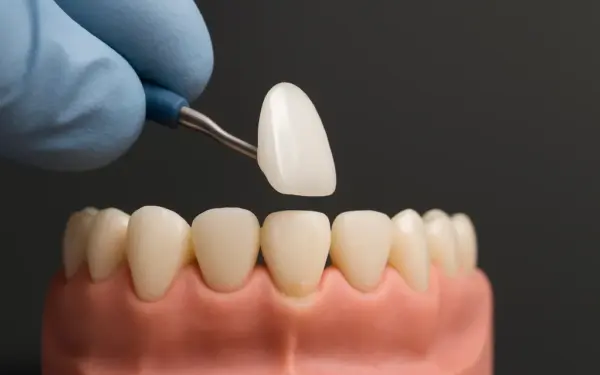 Ceramic dental crown treatment, appearance of the teeth on the model