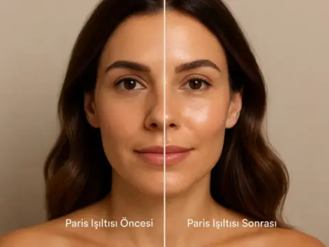 The picture shows the patient's face before and after the Parisian Glow treatment. After the Paris glow, the face of our patients gains vitality and brightness.