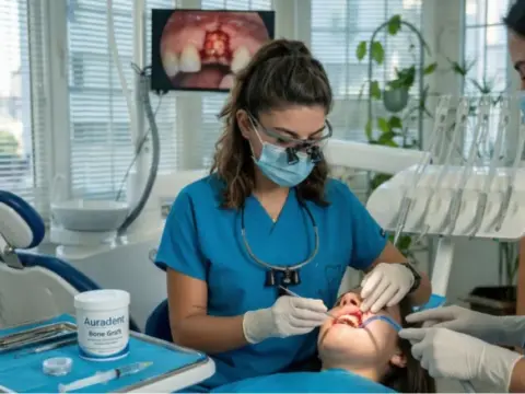 A snapshot from a bone graft surgery at AuraDent in Cyprus