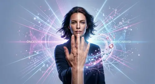 An aesthetic treatment image illustrating the difference made by AuraDent’s hand and facial rejuvenation treatments in Cyprus, utilising laser technologies and skin renewal methods at the molecular level.