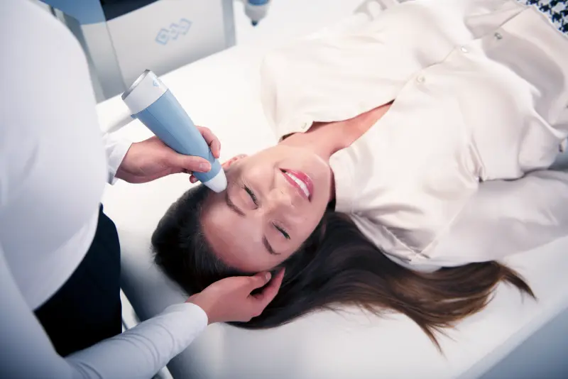 Patient is having BTL Exion FRF treatment for skin rejuvenation and tightening at AuraDent, Nicosia
